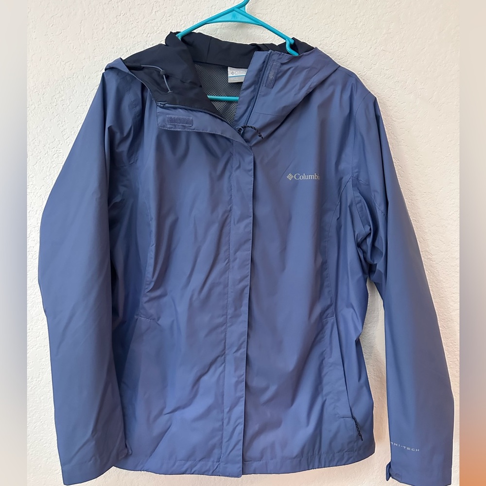 Columbia Women's Blue Hooded Rain Jacket